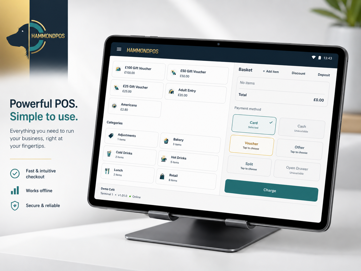 HammondPOS running on an Android point of sale device