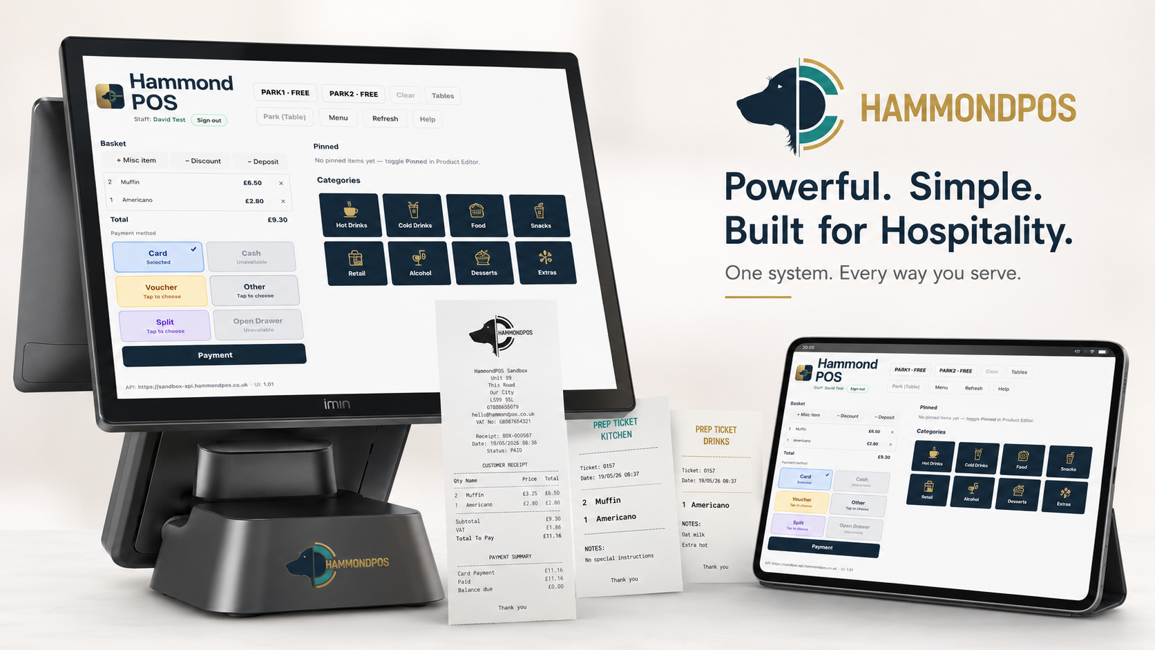HammondPOS till, tablet and receipt examples