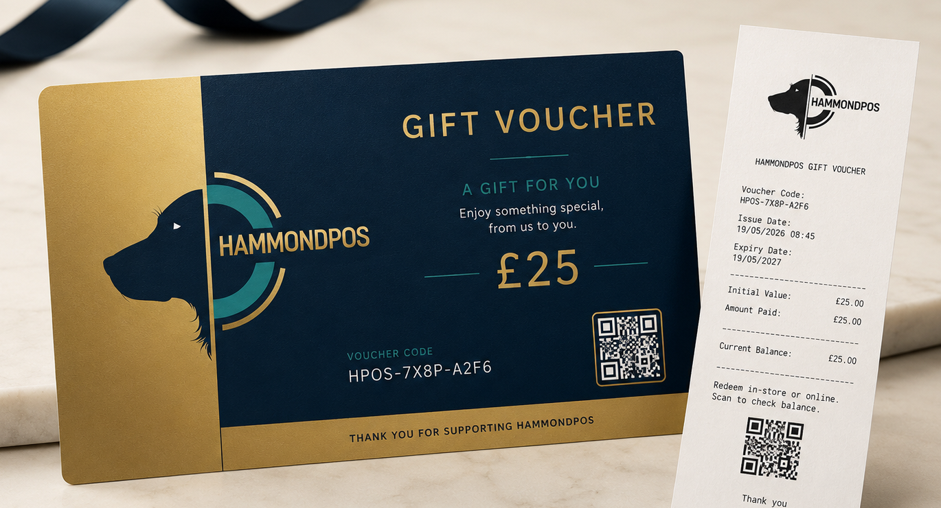 HammondPOS gift voucher and printed voucher example