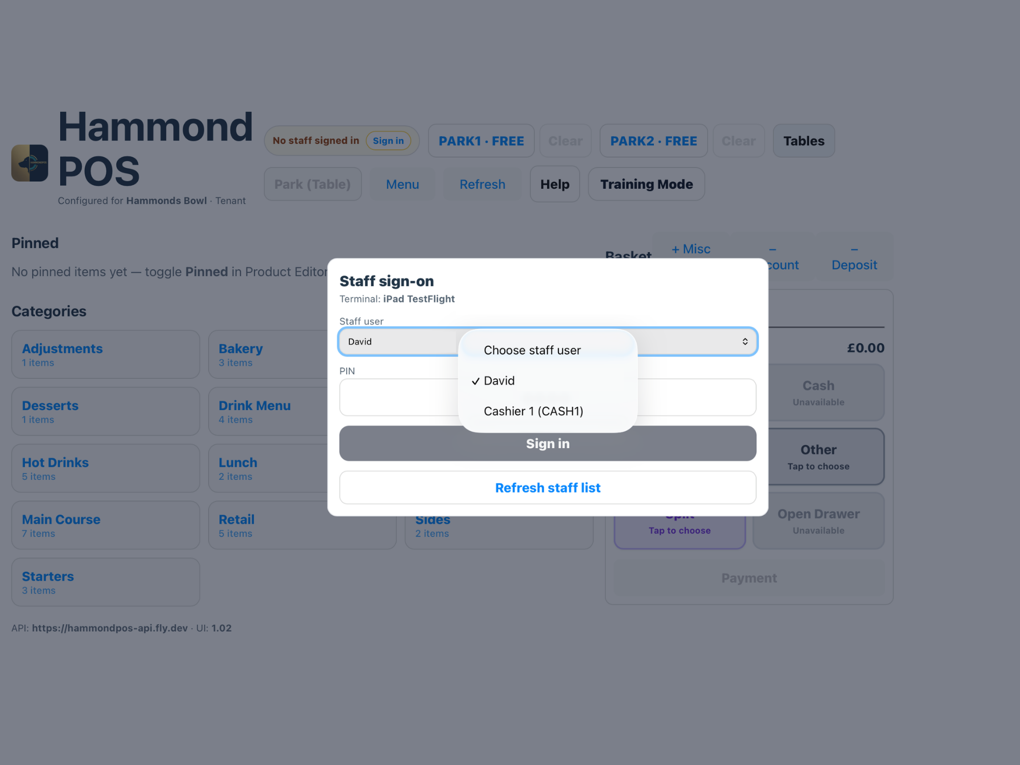 PIN entry during sign-in.